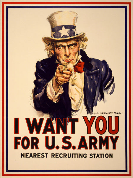 I Want You For U.S. Army, 1917, WWI Uncle Sam Poster, Flagg