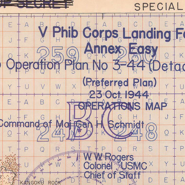 Iwo Jima, 1944-45, USMC, WWII Map