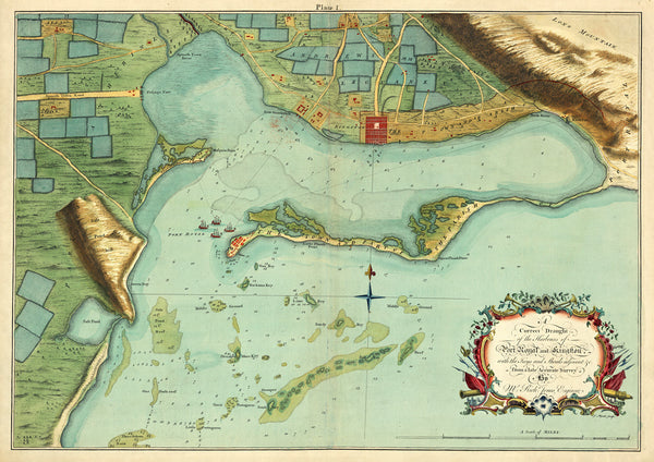Caribbean, 1756, Kingston, Port Royal, Jamaica, Framed Map