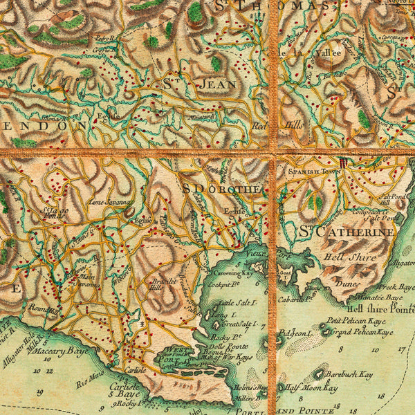 Caribbean, 1778, Jamaica, La Jamaique, Kingston, Port Royal, Old Map