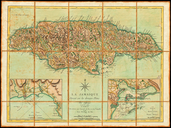 Caribbean, 1778, Jamaica, La Jamaique, Kingston, Port Royal, Old Map