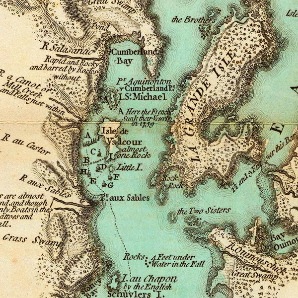 New York, 1776, Lake Champlain, Lake George, Valcour Island, Revolutionary War Map