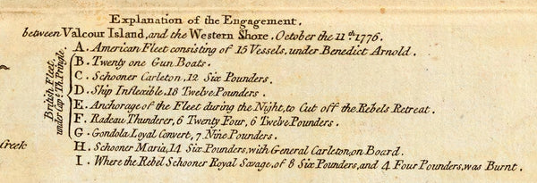 New York, 1776, Lake Champlain, Lake George, Valcour Island, Revolutionary War Map