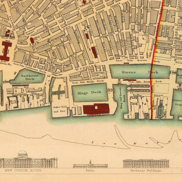 Liverpool, 1836, S.D.U.K. Antique Map