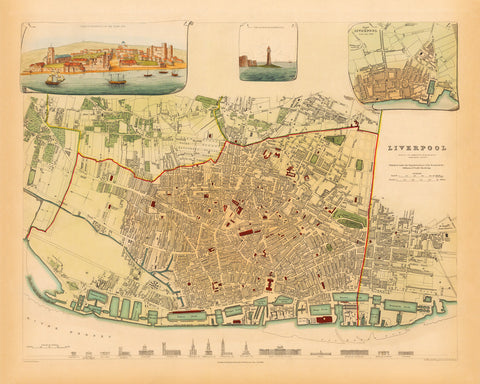Liverpool, 1836, S.D.U.K. Antique Map