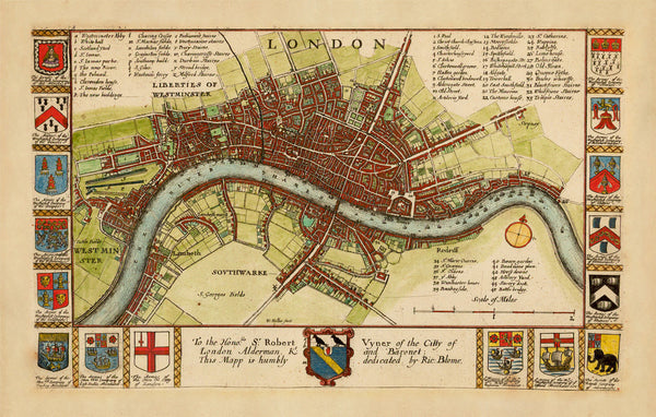 London, 1667, City Plan pre-1666, Hollar, Blome