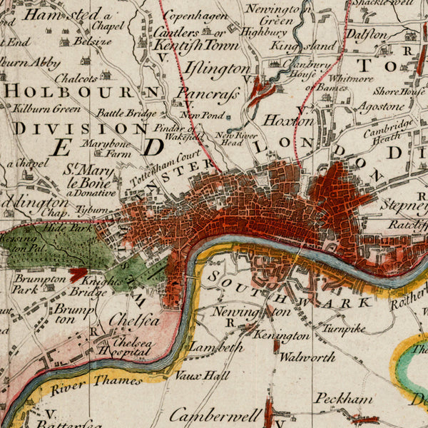 London, 1750, Middlesex, Seale, Antique Map