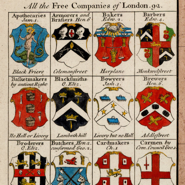 London, 1750, Middlesex, Seale, Antique Map