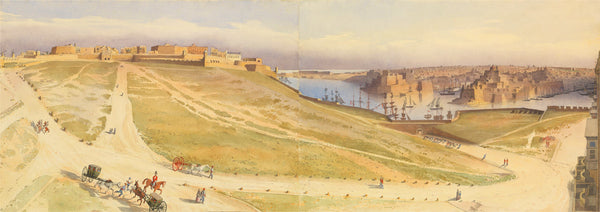 Malta, 1858, Valletta, Watercolor View, Fine Art Print
