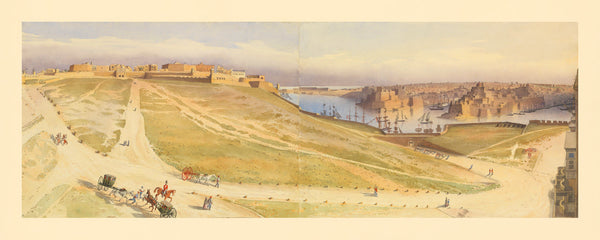 Malta, 1858, Valletta, Watercolor View, Fine Art Print