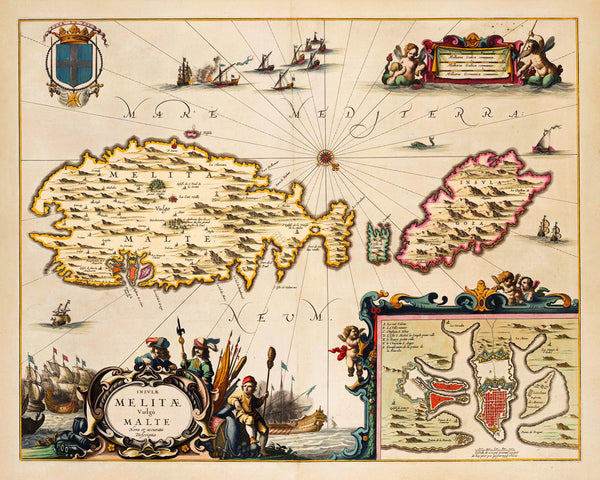 Malta, 1650, Insulæ Melitæ Vulgo Malte, Janssonius, Old Map