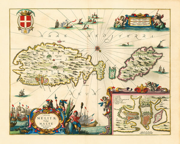 Malta, 1657, Insulæ Melitæ Vulgo Malte, Janssonius, Old Map