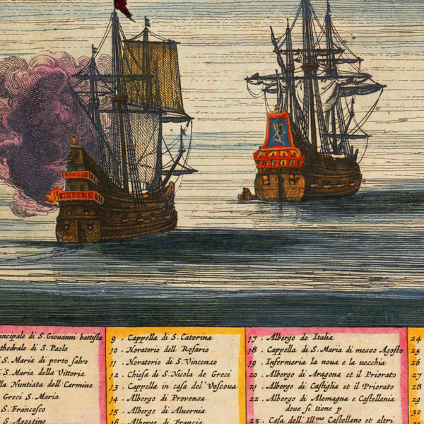 Malta, 1663, Valletta Citta & Fortezza, Blaeu, Old Map