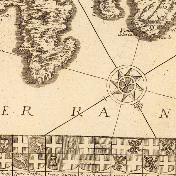 Malta, 1722, L'Isle de Malthe, Knights of St. John, Grand Masters, de Fer Map (II)