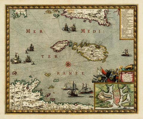 Malta, 1723, Carte & Plan de L’isle de Malthe, Danet, Old Map