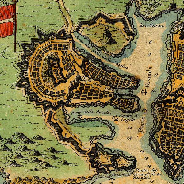 Malta, 1734, Chart, Plan & Views, Fortifications, Keulen Map