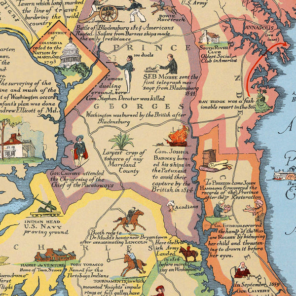 Maryland, 1631–1931, Pictorial Historical & Literary Map