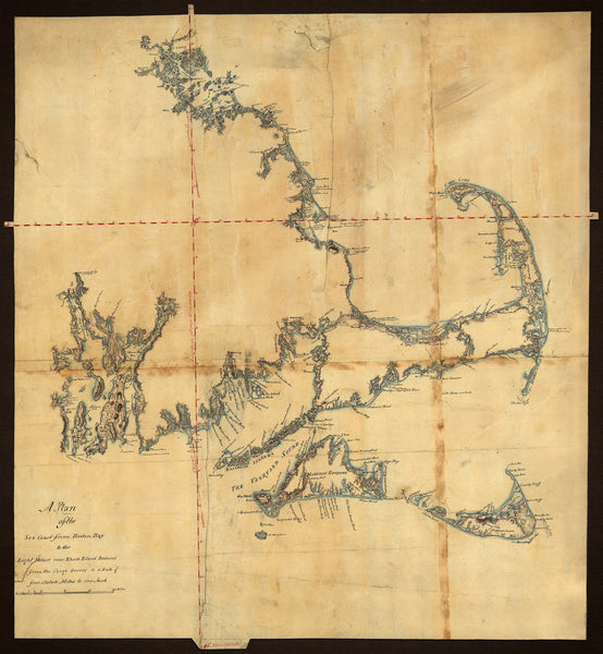 Massachusetts, 1775, Cape Cod, Nantucket, Martha’s Vineyard, Manuscript Map