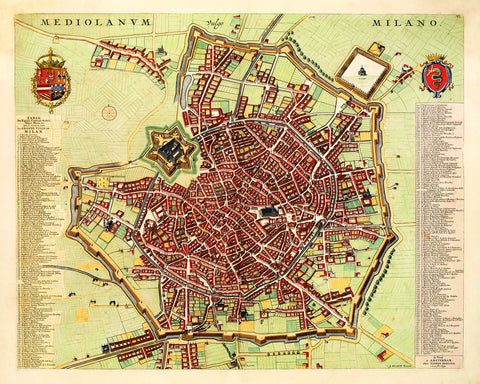 Milan, 1663 (1704), Mediolanvm Vulgo Milano, Blaeu, Mortier, City Plan