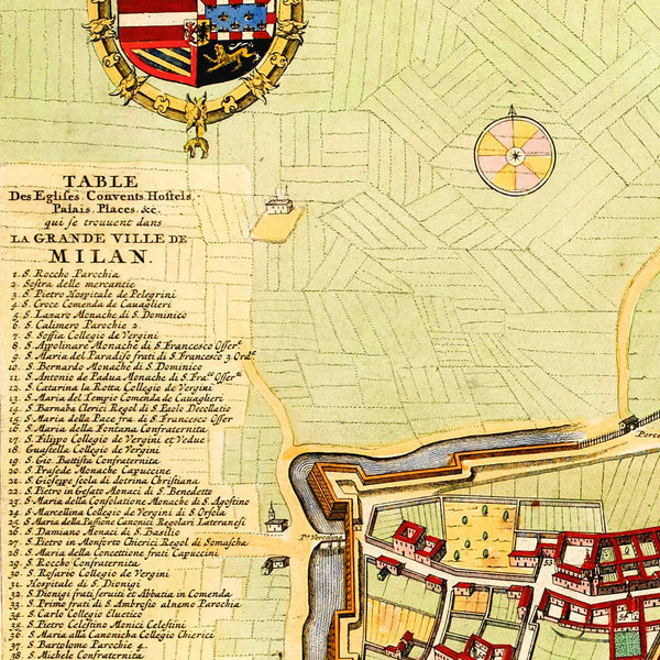 Milan, 1663 (1704), Mediolanvm Vulgo Milano, Blaeu, Mortier, City Plan