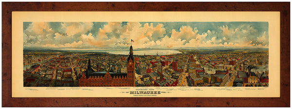 Milwaukee, 1898, Panoramic Bird’s Eye View, Framed