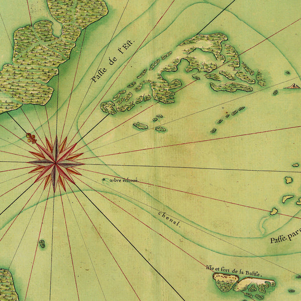 Mississippi River Delta, 1732, New Orleans, Old French Map