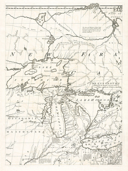 North America, 1755, Mitchell Map, 8-Sheet Large Wall Map