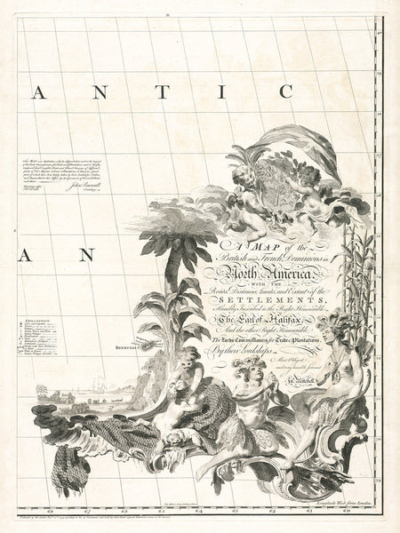 North America, 1755, Mitchell Map, 8-Sheet Large Wall Map