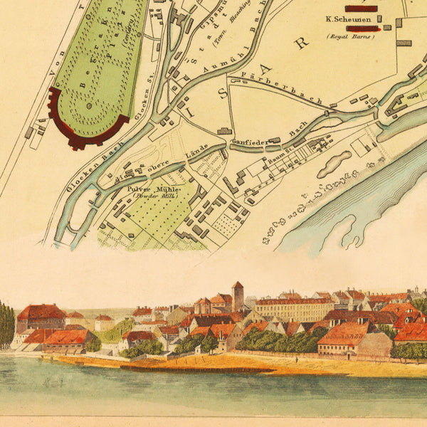 Munich, 1832, München, S.D.U.K. Antique Map