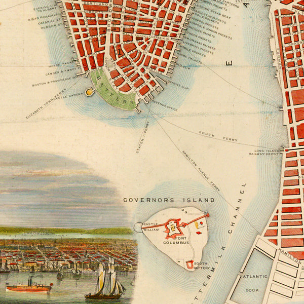New York, 1851, John Tallis, 19th-Century City Plan