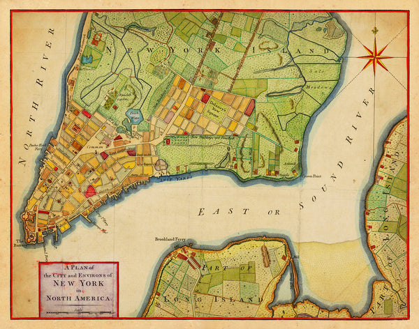 New York, 1776, City Plan, Revolutionary Era Map