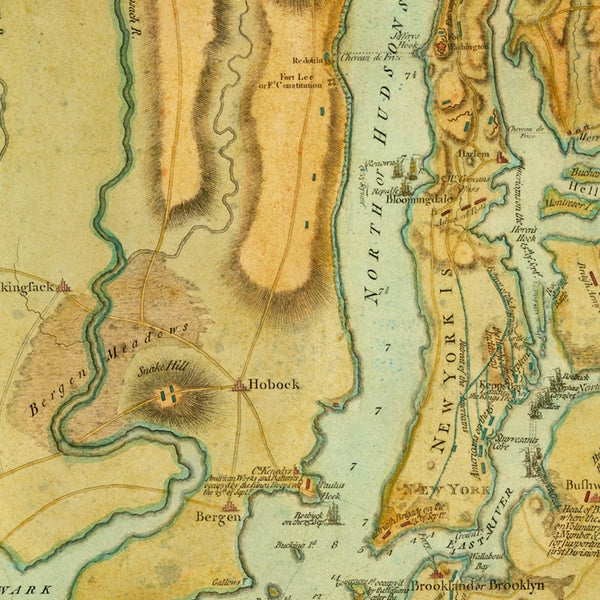 New York, 1776, Battle of Long Island, Capture of New York, Revolutionary War Map