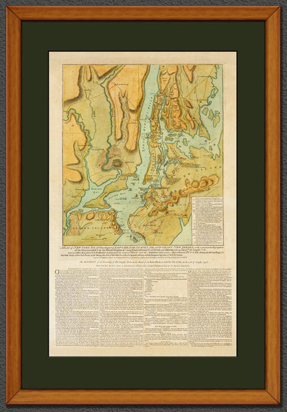 New York, 1776, Battle of Long Island, Capture of New York, Revolutionary War Map