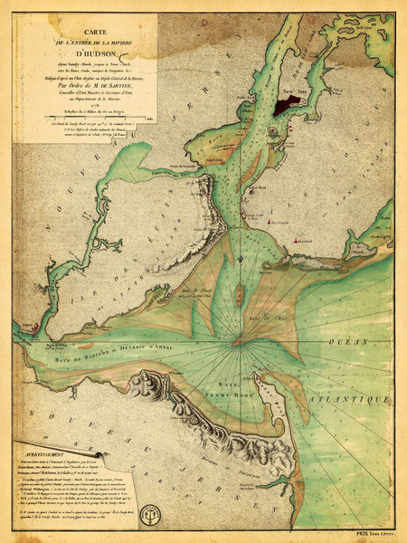 New York, 1778, Hudson River, Sandy Hook, New Jersey, Revolutionary Era Map