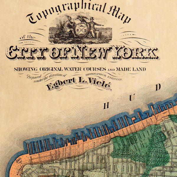 New York, 1865, Topographical, Sanitary Map, Egbert Viele (I)
