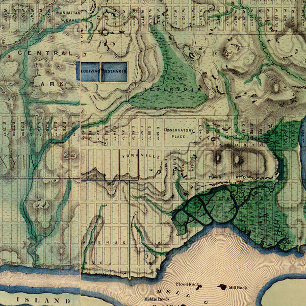 New York, 1865, Topographical, Sanitary Map, Egbert Viele (I)