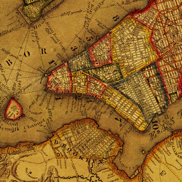 New York, 1821, Manhattan & Philadelphia, Antique Map