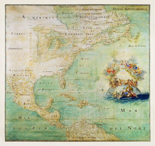 North America, 1681, Carte de l'Amérique, Abbé Claude Bernou