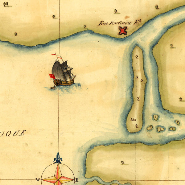 New York, 1750, Mohawk Valley, Lake Ontario, Lake Champlain, Manuscript Map