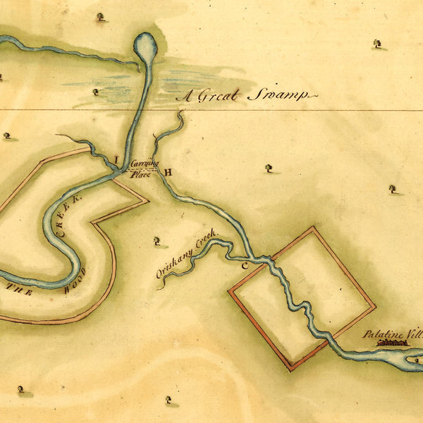 New York, 1750, Mohawk Valley, Lake Ontario, Lake Champlain, Manuscript Map