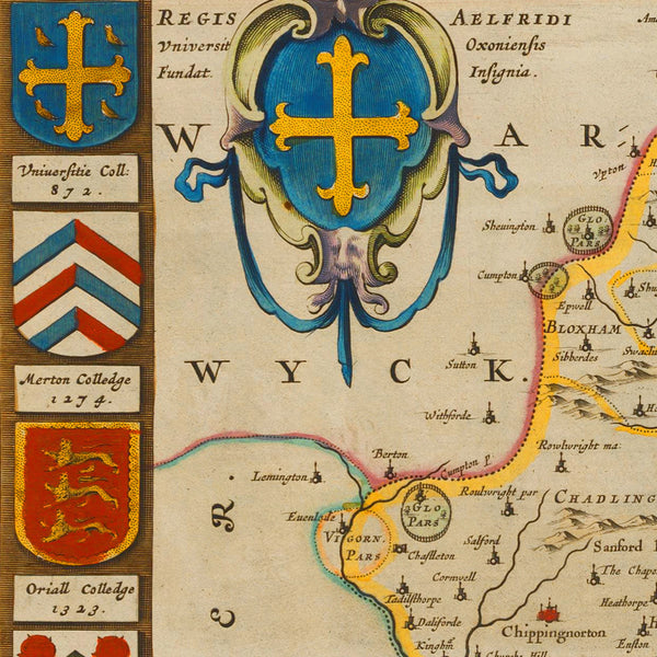 Oxford, 1645, Oxonivm Comitatus, Oxford Shire, Blaeu Map