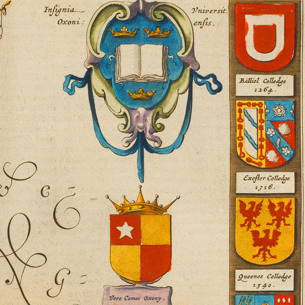Oxford, 1645, Oxonivm Comitatus, Oxford Shire, Blaeu Map