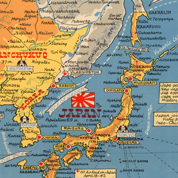 Pacific, 1944, Asian & Pacific Theater, WWII Pictorial Map