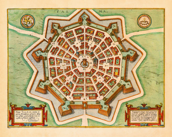 Italy, 1593, Palmanova, Palma, Braun & Hegenberg, City Plan (I)