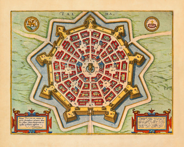 Italy, 1593, Palmanova, Palma, Braun & Hegenberg, City Plan (II)