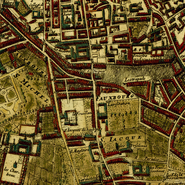 Paris, 1690, Lutetiae Parisiorum, Rochefort, La Feuille, City Plan