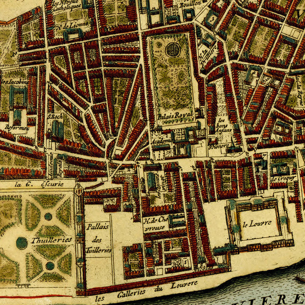 Paris, 1690, Lutetiae Parisiorum, Rochefort, La Feuille, Framed City Plan