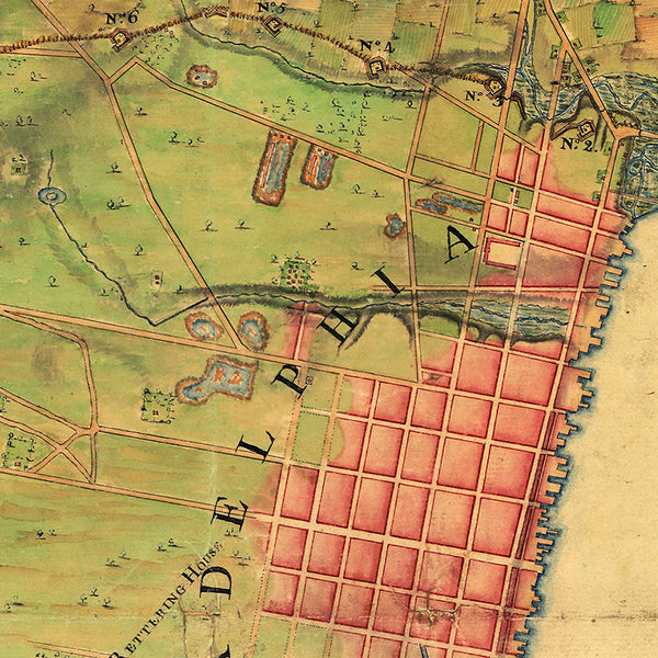 Philadelphia, 1777, Fort Mifflin, Mud Island Attacks, Delaware River, Revolutionary War Map