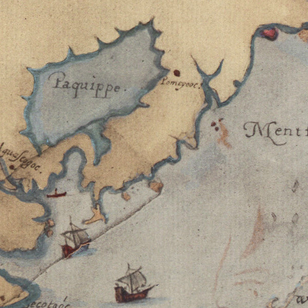 Virginia, 1590, Pomeiooc Village, John White, Thomas Hariot, De Bry, Engraving, Fine Art Print (I)