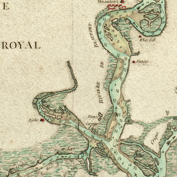 South Carolina, 1778, Port Royal, Hilton Head, Old Map